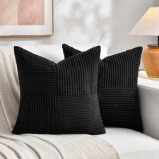 2 Packs Black Euro Decorative Throw Pillow Covers 28x28 Inch for Couch Bed So...