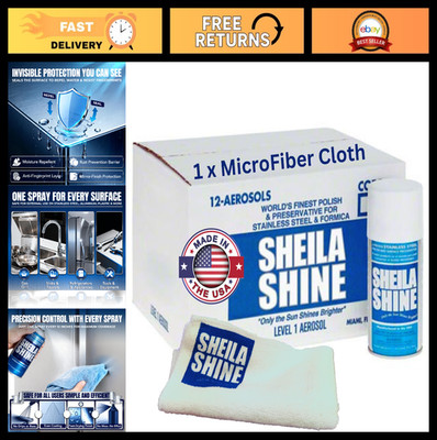 Stainless Steel Cleaner & Polish 12x10oz with Microfiber Cloth - Cleans & Protec
