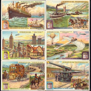 Liebig Trade Cards S1127 The Past & Today (Italian issue 1921)