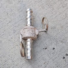 Metal Quick-Disconnect Hose Barb Coupler w/ Dual Pull Ring Lock Pins Silver