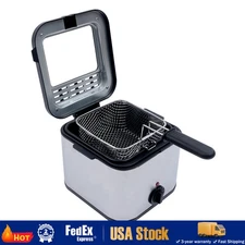 Electric Deep Fryer With Basket Small Fryer Stainless Steel Fish Fryer 1KW 2.5L!