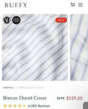 New Buffy Breeze Duvet Cover Queen Blue Denim  White Striped New 