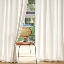 Non-See-Through Privacy Linen Curtains 2 Panels, Light Filtering Window Curta...