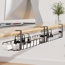 2 Pack Cable Management Under Desk Tray, 31.4" No Drill 2 Pack, Black