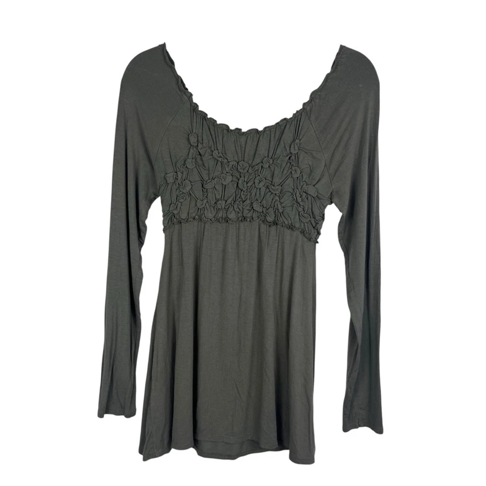 Babydoll Empire de manga larga para mujer Y2K corpiño reunido talla mediana Top Elena Foto 2 de 4