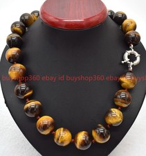 Natural Huge 16/18/20mm Yellow Tiger's Eye Gemstone Round Beads Necklace 16-28in