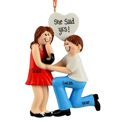 Engaged Brown Personalized Christmas Tree Ornament