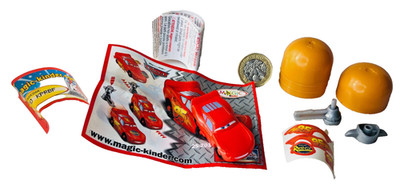 Kinder Ei Spielzeug Disney Cars komplett rot Auto Oldtimer ra