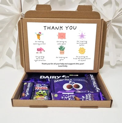 TREASURED FOREVER Teacher Thank you Gift Personalised Tea Treat Hamper Biscuits Hug Take a break
