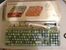 MOFII Computer Keyboards Wired, Plug Play USB Full Size Blue Colorful