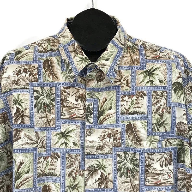 Campia Moda Casual Button Down Hawaiian Shirt Men's 3XLT Tropical 100% Cotton - Image 2 of 4