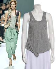 Balenciaga Le Dix Spring 2002 Heather Grey Asymmetrical Cotton Tank Top 38