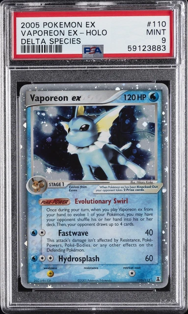 2005 POKEMON EX DELTA SPECIES #110 VAPOREON EX-HOLO PSA 9