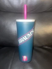 Braum’s Tumbler Green Insulated 24oz  With Pink Straw By Simple Modern Braums 