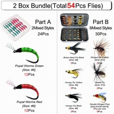 2 Box Bundle(Total 54Pcs Flies)  Fly Bait Fishing for Trout Fly Fishing Bait 