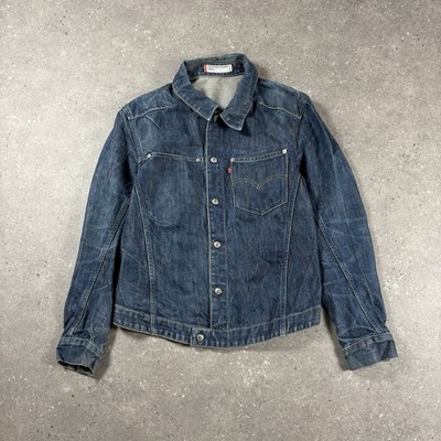 Levis Jacke Herren Small Blau Denim Engineered Jeans 70100 Trucker Druckknopf