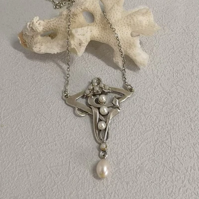 Jugendstil Kette Perlen Collier Halskette Vintage Trachten Antik Silber 925/- - Bild 1 von 4