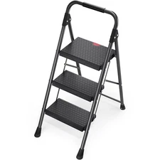 Step Ladder Portable Folding Stool with Anti-Slip Wide Pedals Heavy Sturdy Steel