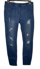 Just Love Women's Denim Jeggings Distressed  - Medium Blue Size L
