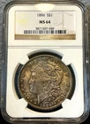 1896 Beautifully Toned Morgan Silver Dollar NGC MS64