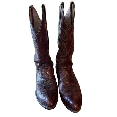 Dan Post Vintage Men s Cowboy Boots Sz 8.5 EW Ostrich Leather Western Horses