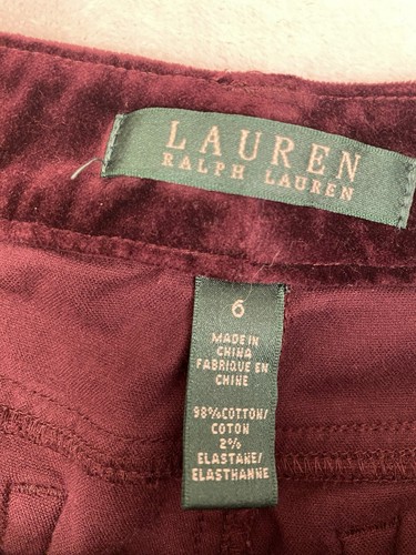 Pantalone donna Lauren Ralph Lauren taglia 6 rosso bordeaux velluto velluto elasticizzato - Foto 3 di 9