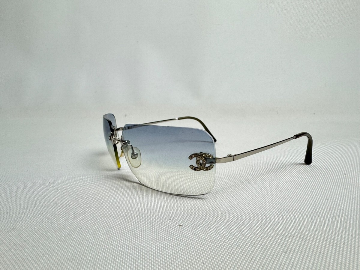 CHANEL サングラス 4017-D リムレス グラデーション ブルー Chanel Rimless Rhinestone 4017-D Blue Sunglasses | eBay