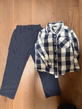 5T BOYS DRESS OUTFIT NAVY BLUE PLAID