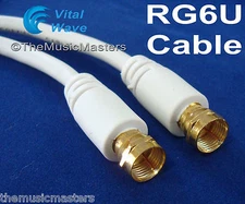 White 6' ft RG6U Coaxial Digital Video Cable HD TV Satellite Antenna Wire VWLTW