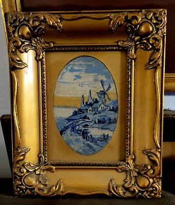 Antique Hand Embroidery Needle Work ,Framed, Late 19c ,Unique