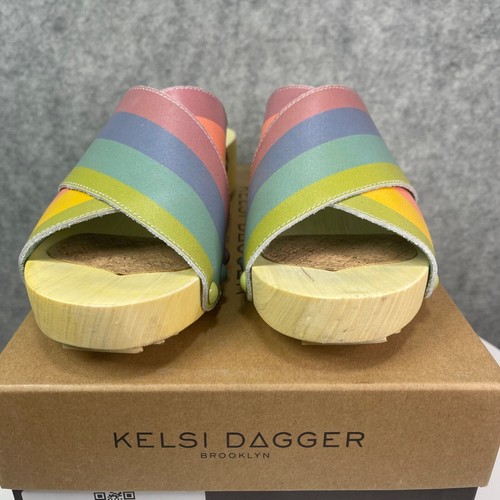 Kelsi Dagger Size 7 M Brooklyn Wedge Sandals Pride Rainbow Authentic Leather - Picture 8 of 9