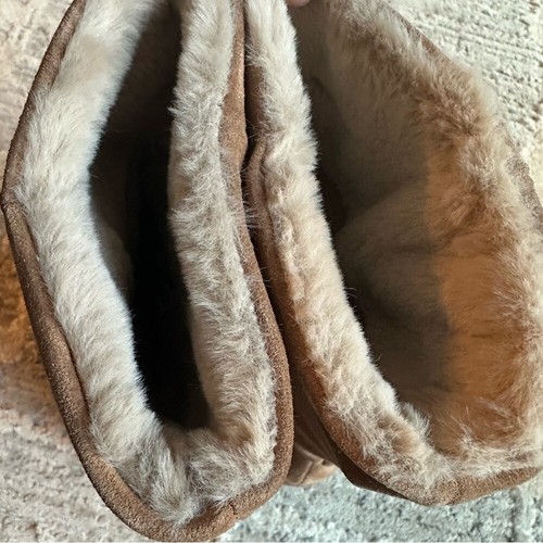 AQUATALIA Weatherproof Imperia Faux Fur Lined Suede Wedge Boots Size 9.5 Tan - Picture 8 of 9
