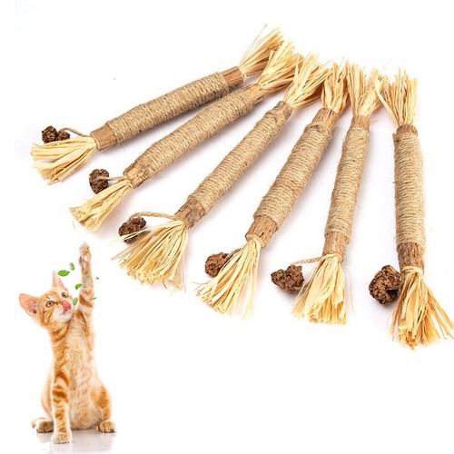 6 Pack Silvervine Sticks Cat Toys for Cat & Kitten Chew Toys Cat Dental Toy Gift