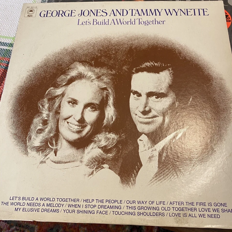 George Jones and Tammy Wynette Lets Build A World Together 1973 AUTOGRAPH George Foto 2 de 4