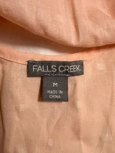 Falls Creek Women's Woven Clip Dot Top M Linen/Cotton Blend Peach NWT Free Ship - Picture 8 of 10