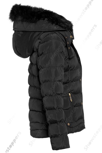 Size 8 10 12 14 16 Womens QUILTED Ladies JACKET COAT PADDED QUILTED Navy Black - Picture 7 of 20