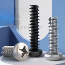 M2 Pan Head Phillips Self Tapping Screws Thread Cutting Zinc/Nickel Steel Tapper