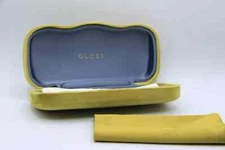 NEW GUCCI YELLOW SMALL CASE AUTHENTIC EYEGLASSES SUNGLASSES CASE W/CLOTH