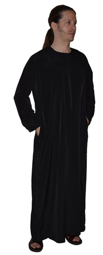 Men's Saudi Style Dishdasha Thobe Daffah Arabian Caftan Easter Wear Black - Afbeelding 1 van 8