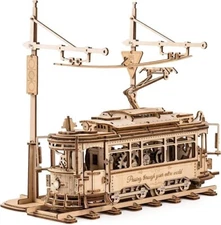 ROKR Classic City Tram Car Moveable 3D Wooden Puzzle Adults Toys Xmas Gift 