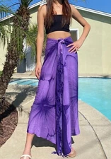 Pareo Sarong Hawaiian Wrap Beach Cruise Pool Cruise Dress Purple Giant Hibiscus