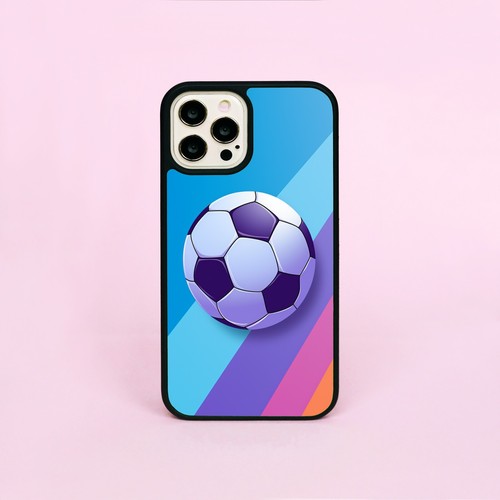 Handyhülle/Cover Fußball Ball lila blaue Streifen für iPhone Samsung Galaxy