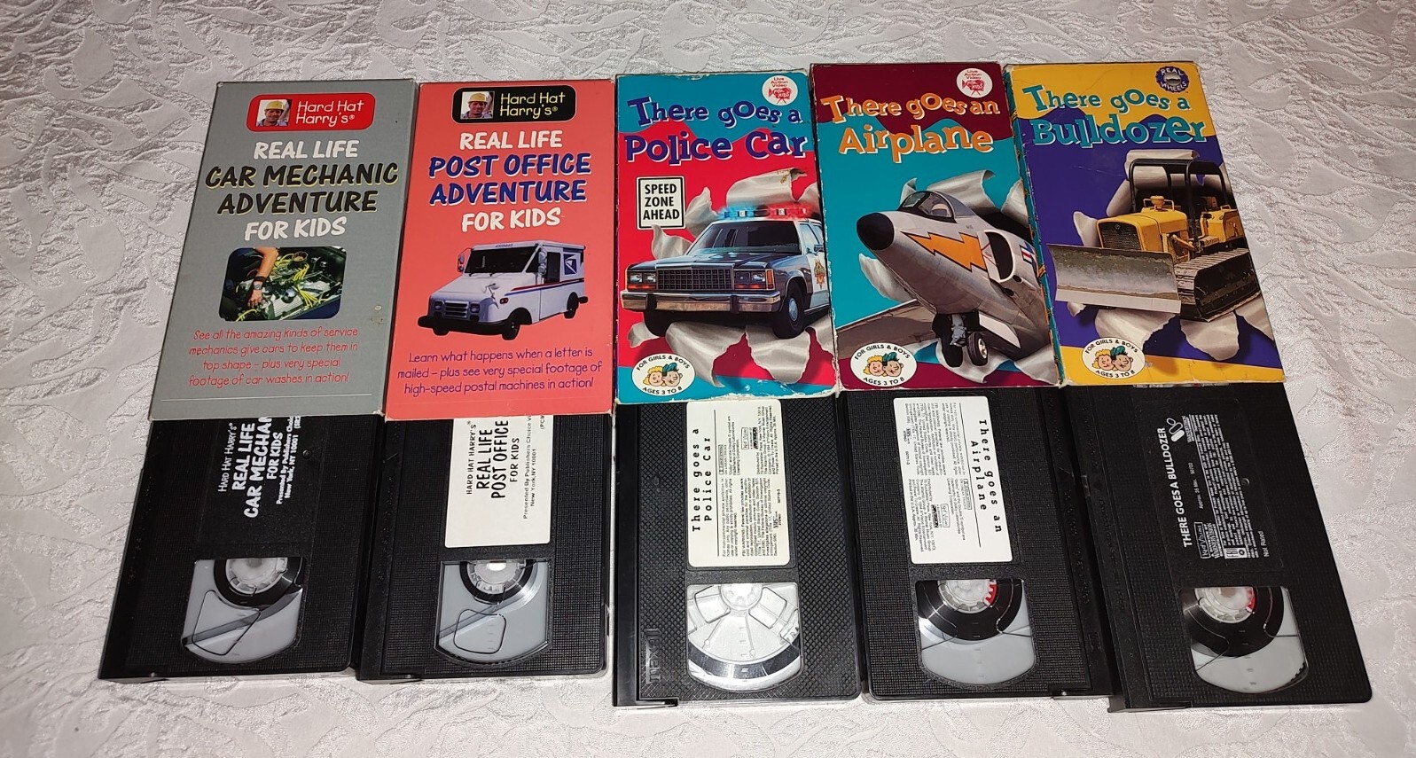 Lot Of 5 Vision There Goes A & Hard Hat Harry VHS Videos For Kids