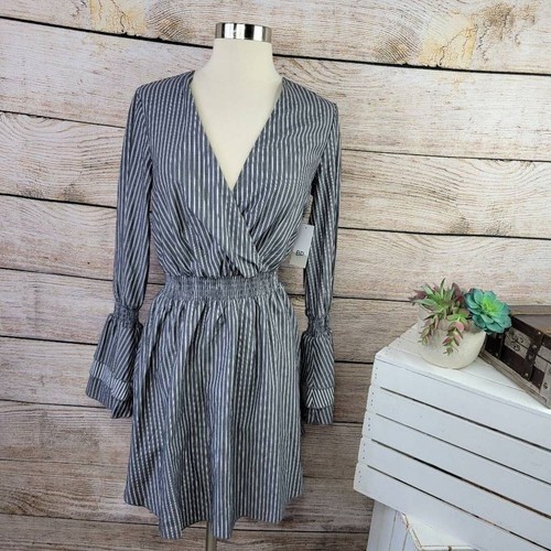 NWT Nordstrom BP Striped Surplice Layered Long Sleeve Dress Size Small