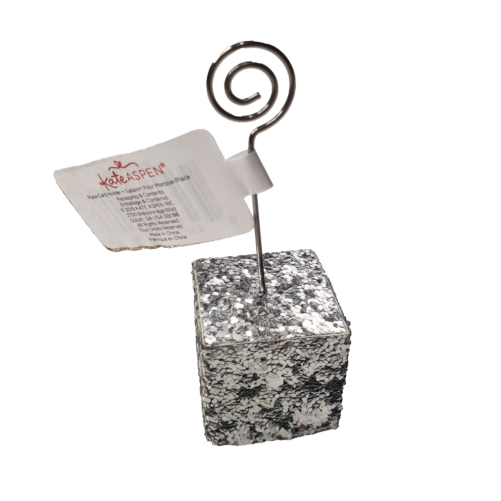 Kate Aspen Silver Glitter Place Card Holders Party Wedding Birthday Lot of 5 NEW