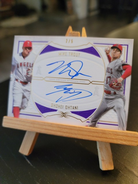 Mike Trout Shohei Ohtani # /5 2019 Topps Definitive Dual Auto Angels