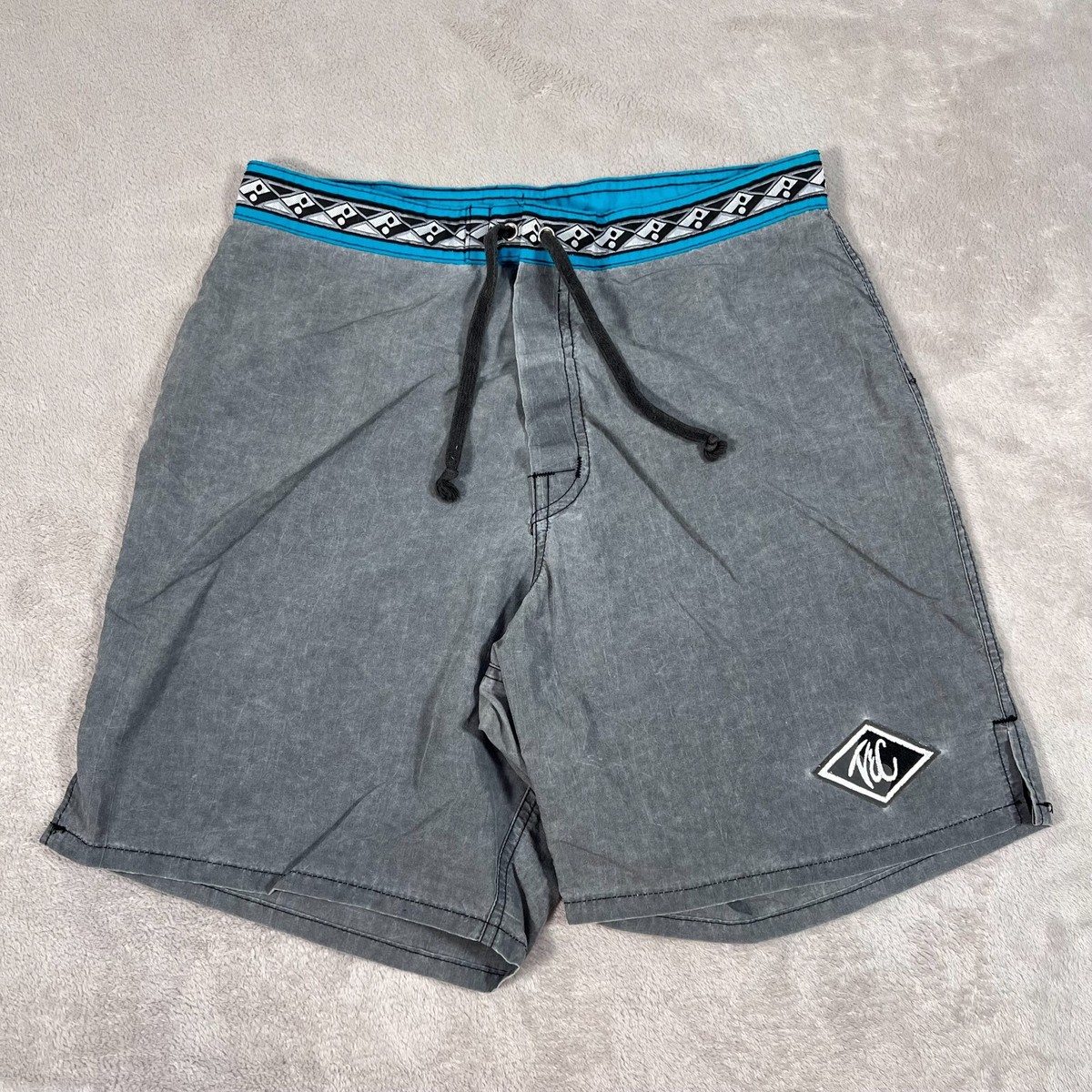 Vintage T&C Surf Board Shorts Kids 27 Waist Gray Nylon Faded