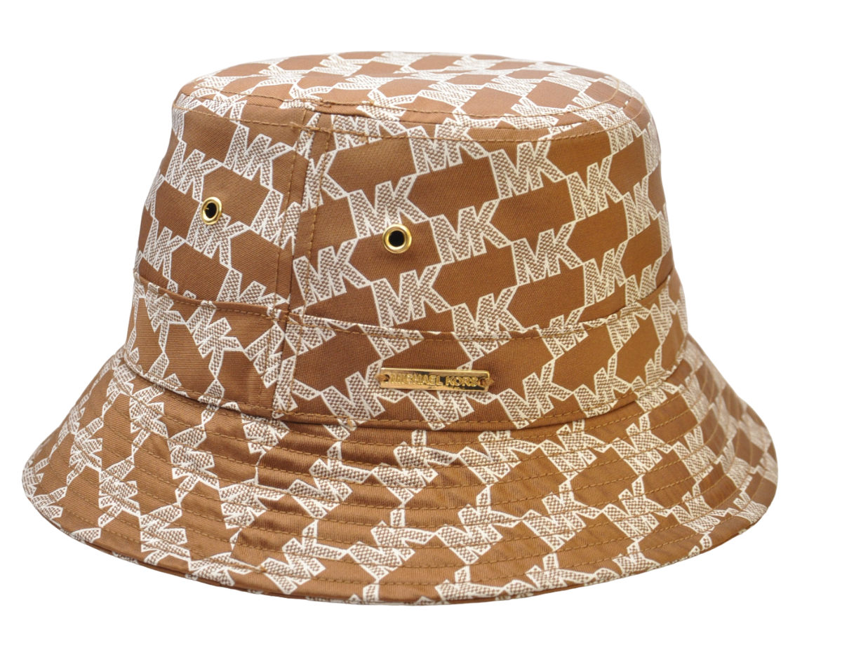Michael Kors Logo Jacquard Embellished Bucket Hat Red/Beige  display picture 2