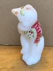 Fenton Grooming Kitty  Cat-Christmas-White w/ Holly-Red Striped Scarf