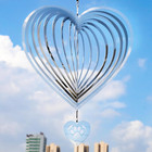 New ListingWind Spinner Outdoor Metal Decorations, Bird Deterrents Silver Heart Wind Spinne